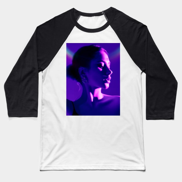 Indigo Portrait Baseball T-Shirt by PHAZED